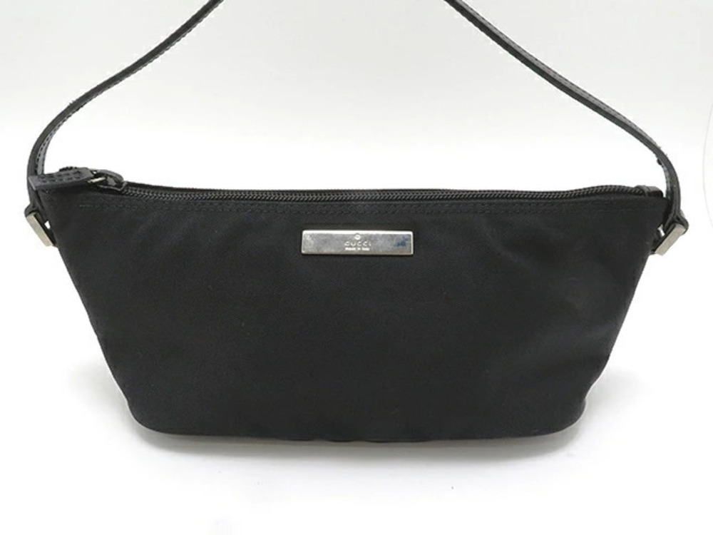 Gucci bag handbag black canvas calfskin
